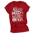 thumbnail image 1 of RKSTN Hauts pour Femmes Saint-Valentin Cœur d'Amour Lettres Imprimées Mode Blouse Confortable Hauts Tempérament Couleur Unie Col Rond Manches Courtes Hauts, 1 of 5