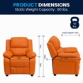 thumbnail image 3 of Deluxe Padded Contemporary Orange Vinyl Kids Recliner with Storage Arms, 3 of 9