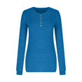 thumbnail image 5 of lcziwo Chandails à Col Rond pour Femmes, Couleur Unie, Manches Longues, Tunique Boutonnée, Automne Hiver, Chandail Décontracté Ample, Léger et Confortable, Chandail 2024, Hauts pour Femmes, Bleu, G, 5 of 5