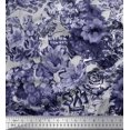 thumbnail image 1 of Soimoi Purple Poly Georgette Fabric Stripe & Floral Print Sewing Fabric BTY 42 Inch Wide, 1 of 3