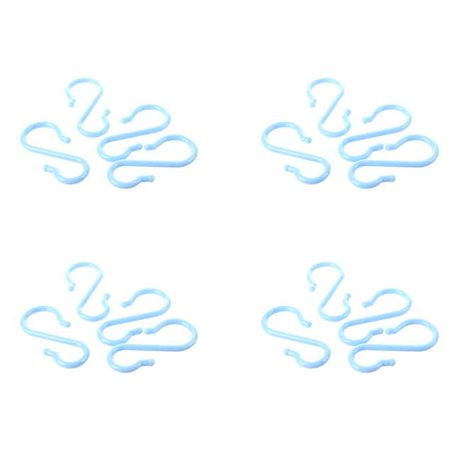 Bol en Plastique Bleu en Forme de S, Ensemble de 16 Crochets en S, Idéal pour Suspendre des Articles comme des Écharpes Ou des Bols sur des Tuyaux Ronds Ou des rails. Chaque Crochet Mesure 8,2 x 3,7 x 0,6 cm et s'Adapte à un Diamètre de Tuyaux Maximal de 1 cm. Léger et durable avec une Capacité de 1 kg.