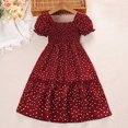 thumbnail image 2 of Yanlir Robe d'Été Extensible à Manches Courtes pour Filles 8-12 Ans, Mignonne à Pois, Col Rond, Robe de Princesse avec Taille Élastique pour Tenues Décontractées et Élégantes (Rouge, 8 Ans), 2 of 8