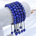 thumbnail image 2 of Natural Healing Power Gemstone Crystal Beads Unisex Adjustable Macrame Bracelets 8mm,Lapis, 2 of 4