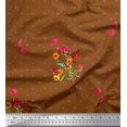 thumbnail image 1 of Soimoi Poly Georgette Tissu Dot,Leaves & Pervenche Imprimé Floral 1 Yard 52 Inch Wide, 1 of 3