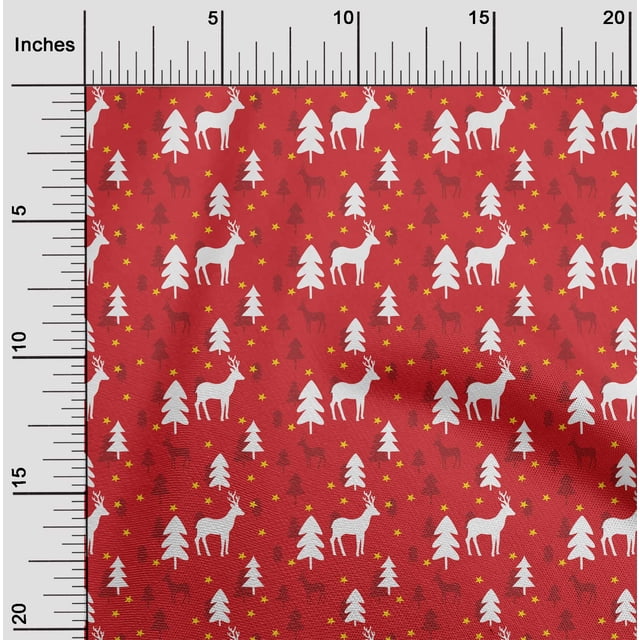 oneOone Cotton Flex Red Fabric Merry Christmas Sewing Craft Projects Fabric Prints By Yard 40 Inch Wide