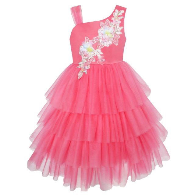 Robe Fille Jupe à Volants Pastèque Fleur Danse Balle Princesse 7 Ans