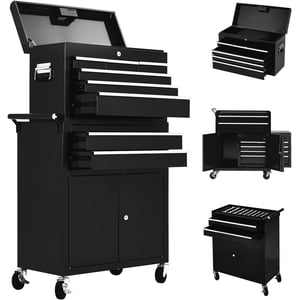 Ourlova 8-Drawer Rolling Tool Chest with Wheels, Lockable & Detachable Top Toolbox for Workshop/Garage