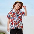 thumbnail image 2 of Chemises Garçons Été Plage Hawaïenne Florale Manches Courtes Décontracté Chemise à Col Rouge 6-7 Ans, 2 of 5