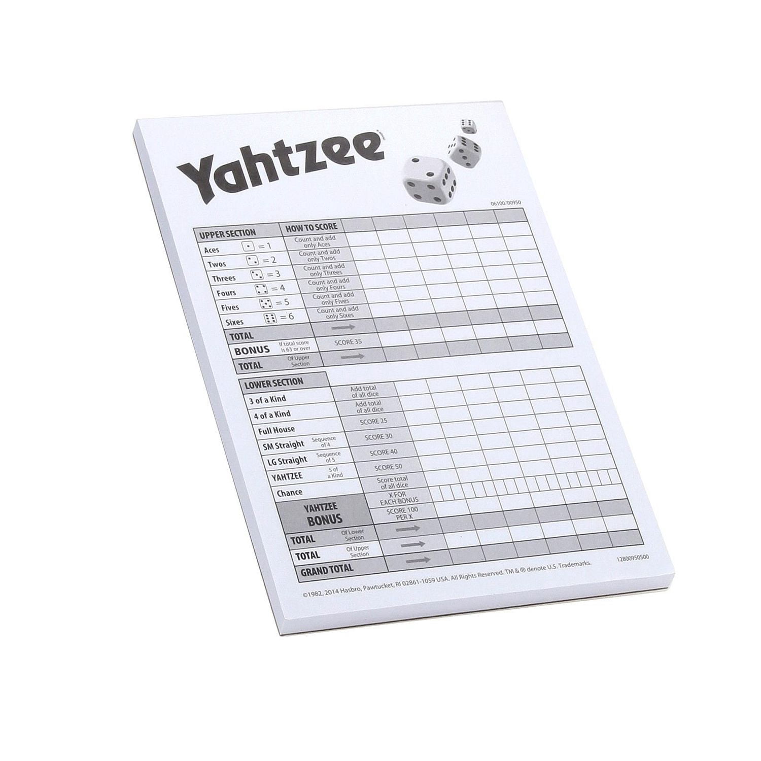 Feuilles de scores pour le jeu Yahtzee