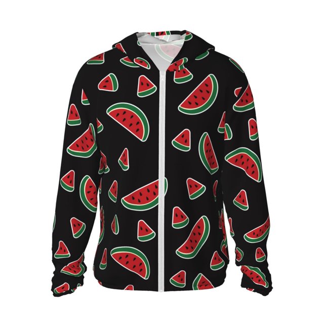 Lsque Watermelon Pattern UPF 50+ Lightweight Sun Protection Men's Women's Long Sleeve Shirt, Hoodie Performance -Small