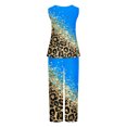 thumbnail image 5 of Mikilon Ensemble Stylé pour Femmes 2 Pcs Décontracté Ample Débardeur Imprimé Pantalon Long Sans Manches Col Rond Haut/chemise Ensemble Bleu-A m, 5 of 5