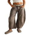thumbnail image 1 of QJUHUNG Women  Loose Jeans Solid Color Mid-Rise Barrel Denim Pants, 1 of 6