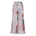 thumbnail image 3 of Jsaierl Womens Boho Print Palazzo Pants Elastic High Waist Drawstring Wide Leg Flowy Pants Plus Size Holiday Straight Leg Pants, 3 of 5
