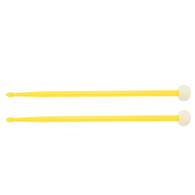 2Pcs Tambour Feutre Tête en Nylon Poignée Double Tête Instrument Accessoire Kit pour Jouer Jaune