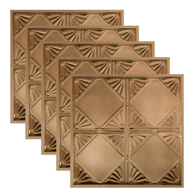 Great Lakes Tin 2ft x 2ft Tin Ceiling Tiles 5 Pack, Tin-Plated Steel, Class A Fire Rated