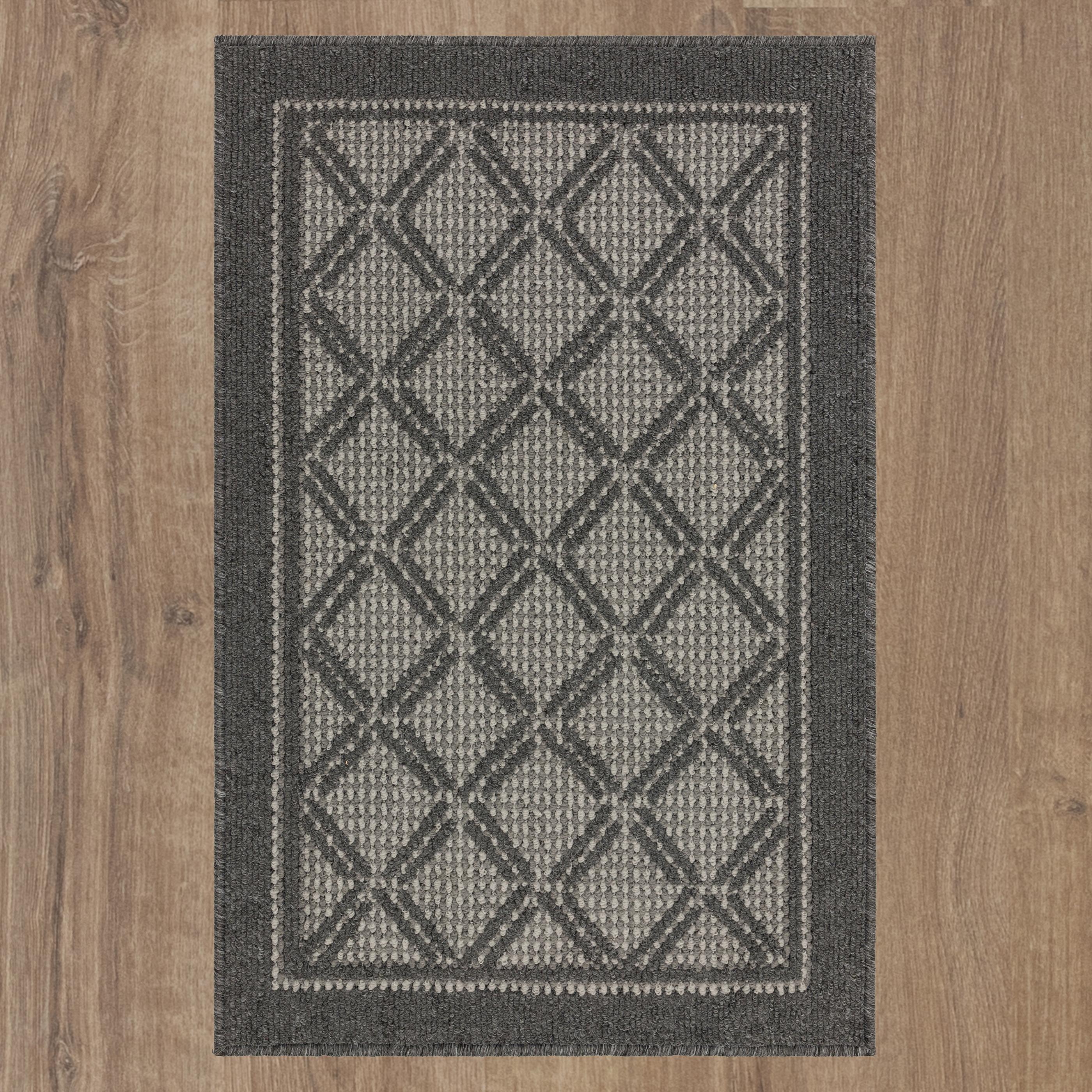 SHEFFIELD Mainstays Contemporary Geometric Pattern Tufted Grey, Machine Washable Accent Scatter Mat 31x45, Ideal for Hallway, Bedroom, Kitchen, and Laundry Room