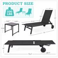thumbnail image 2 of Yoleny Chaise Longue de Patio avec Roues, Ensemble de 2 Chaises Longues d'Extérieur avec Dossier Réglable, Chaises Longues de Piscine en Textilène Imperméable avec Table d'Appoint pour Patio, Bord de Piscine, Terrasse, Noir, 2 of 7