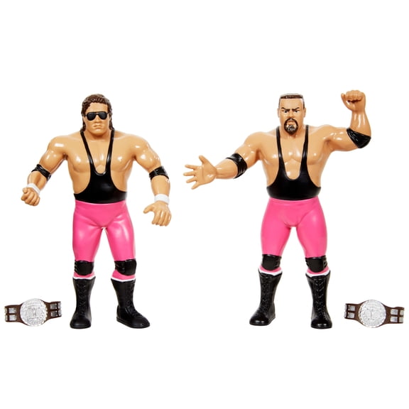 LJN WWE Superstars Action Figures, Bret Hart Jim Neidhart, 1980s Retro 8-inch Collectible Toys & Accessories