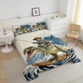 thumbnail image 4 of Erosebridal Cat Riding Dinosaur Comforter Sets Queen Size,Japanese style Bedding Queen Comforter Set,Ocean Bedroom Decor,Reversible,Ultra Soft,3 Pieces, 4 of 7