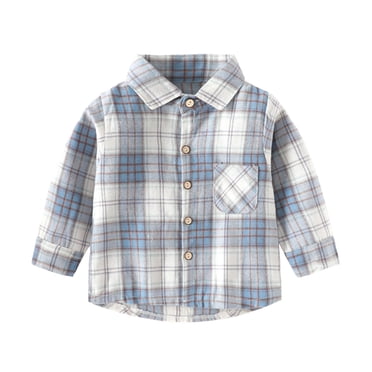AherBiu Toddler Baby Boys Flannel Plaid Jacket Long Sleeve Button down Shirts Coats Shacket Carigan Baby Clothes