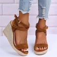 thumbnail image 2 of Womens Wedge Espadrilles Platform Cross Strap Ankle Buckle Open Toe Slingback Summer Sandals, 2 of 6