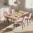 thumbnail image 2 of HOMCOM Dining Chairs Set of 4, Kitchen Chair with Metal Legs, Pink, 2 of 8