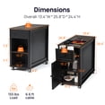 thumbnail image 3 of CHIC HOUSE Tables d'Appoint pour Salon avec Station de Recharge et Roulettes, Table de Chevet Style Ferme pour Chambre avec Tiroir de Rangement, Tables Étroites à Roulettes Tables d'Accent Petites Tables pour Petit Espace, Noir, 3 of 11