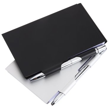 KAKOWELY 2 Pcs Bloc-Notes de Poche en Métal avec Étui et Stylo Bloc-Notes Portable pour Maison Bureau École, 4.45"X2.95"X0.35 Pouces
