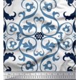 thumbnail image 1 of Soimoi Modal Satin Fabric Swirl & Ogee Damask Print Fabric by Yard 42 Inch Wide, 1 of 1