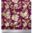 thumbnail image 1 of Soimoi Rayon Fabric Leaves & Magnolia Floral Print Sewing Fabric Yard 56 Inch Wide, 1 of 5