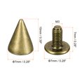 thumbnail image 2 of Unique Bargains 20 Sets Cone Spikes Studs 7x10mm Studs and Spike Screw Back Rivet Bronze Tone, 2 of 4