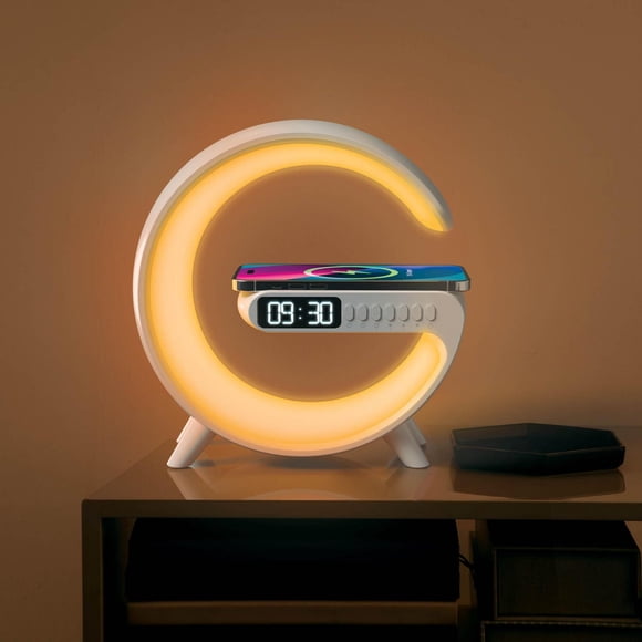 Lampe LED Merkury Innovations avec chargeur sans fil et réveil – Lot de 1