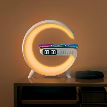Lampe LED Merkury Innovations avec chargeur sans fil et réveil – Lot de 1