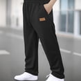 thumbnail image 2 of Black Track Athletic Brunch Jogger Trousers Pants for Mens Summer Fall Loose Fit Ruched Straight Leg Elastic Waist Basic Long Leg Trousers Pants Sweat Pants Mens 2025 L, 2 of 9