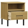 thumbnail image 3 of vidaXL Bedside Cabinet with Metal Legs Brown Solid Wood Pine OSLO, 3 of 5