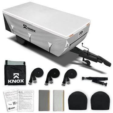 KNOX Housse de Roulotte Pliante Pop-up 2e Gén., Tissu APEX Anti-Déchirure, Convient aux Roulottes Pliantes et aux VR, Housse de Remorque Pop-up Fournie avec Couvre-Pneus et Instructions Conviviales - Taille 8-10 Pi