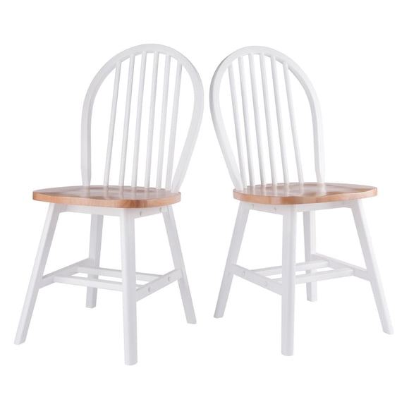 Windsor 2pc Chair Set, Natural and White