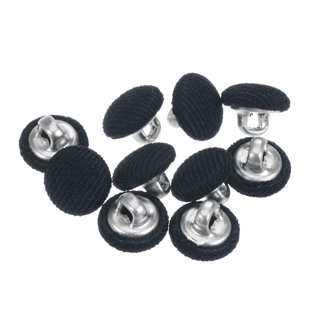 Unique Bargains 10pcs 16L Fabric Cloth Covered Button 10mm Round Metal Shank Sewing Buttons for Suits Dress Blouses, Navy Blue
