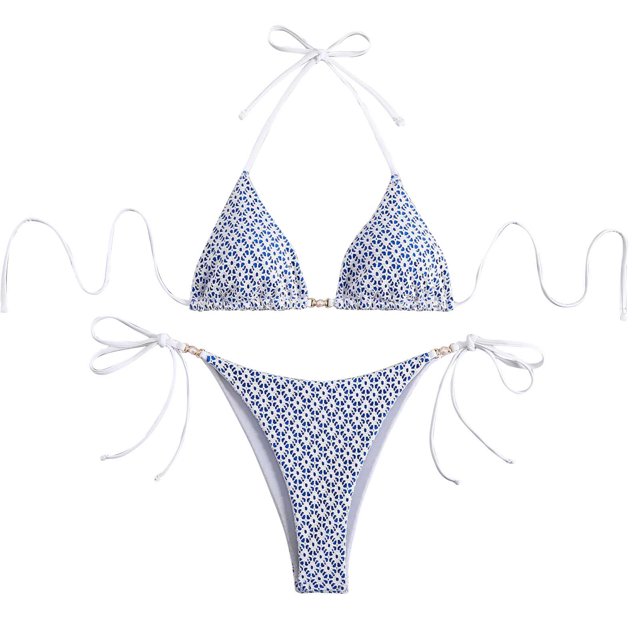 KIHOUT 2025 Women's Triangle Bikini Floral Printed Bikini Set Two Piece Summer Swimsuit Bathing Suits for Beach Pool Party