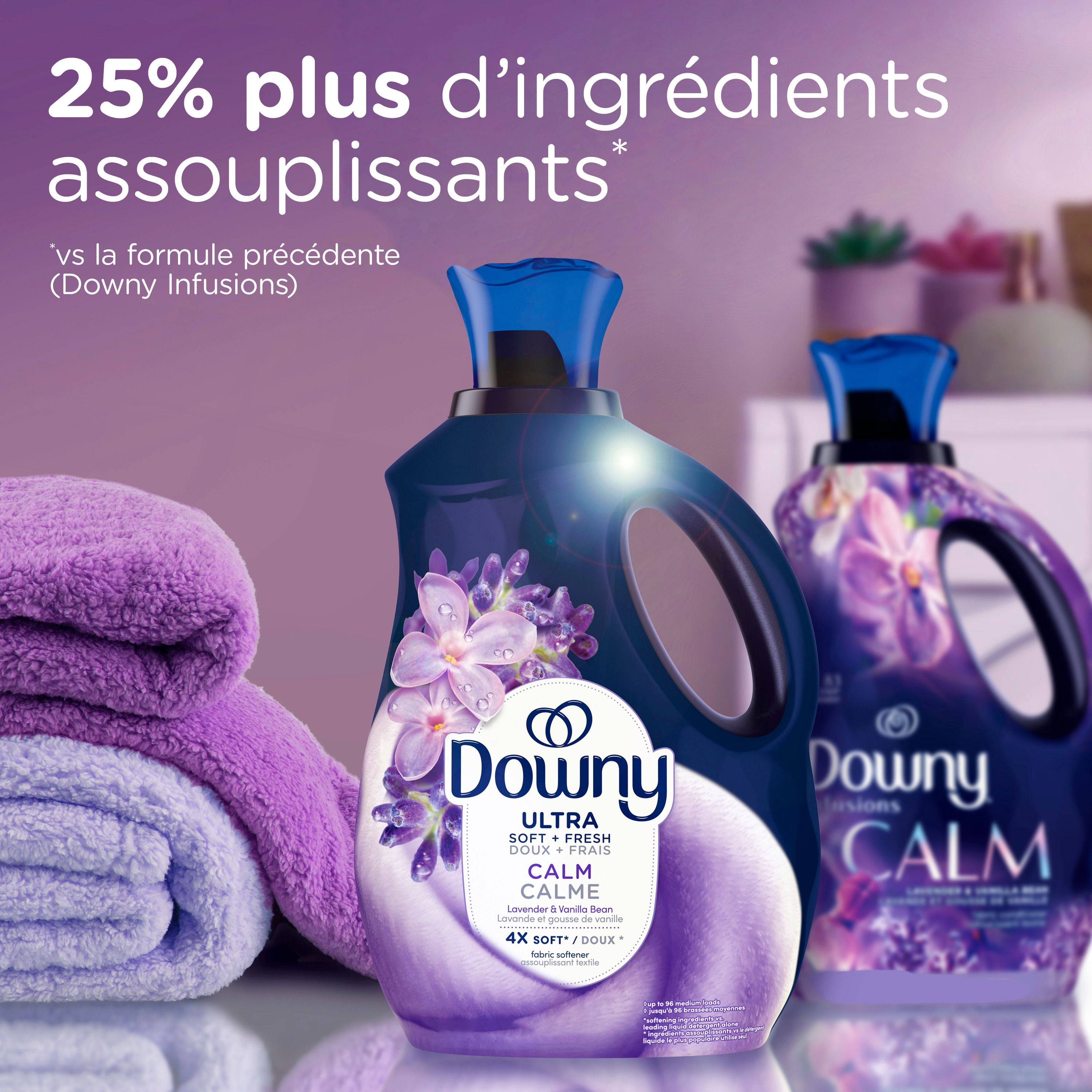 Downy Assouplissant Textile Liquide Ultra Doux Plus Frais, Calme, Lavande et Gousse de Vanille, Downy Assouplissant Textile, Assouplissant à Lessive 138WL
