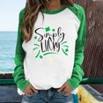 thumbnail image 2 of Pompotops Women's Spring Patchwork St. Patrick's Day Printed Long Sleeves Round Neck Casual Tee Tops, 2 of 6