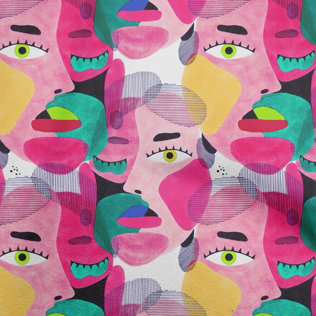 oneOone Cotton Poplin Medium Pink Fabric Abstracts Craft Projects Decor Fabric Printed By The Yard 56 Inch Wide