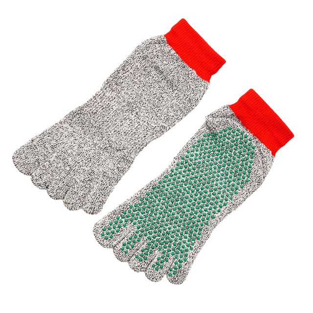 maskred Prevent Foot Injuries On Any Adventure With 5 Toe Cut Resistant Socks Grey Is Gray green red bind 1Set