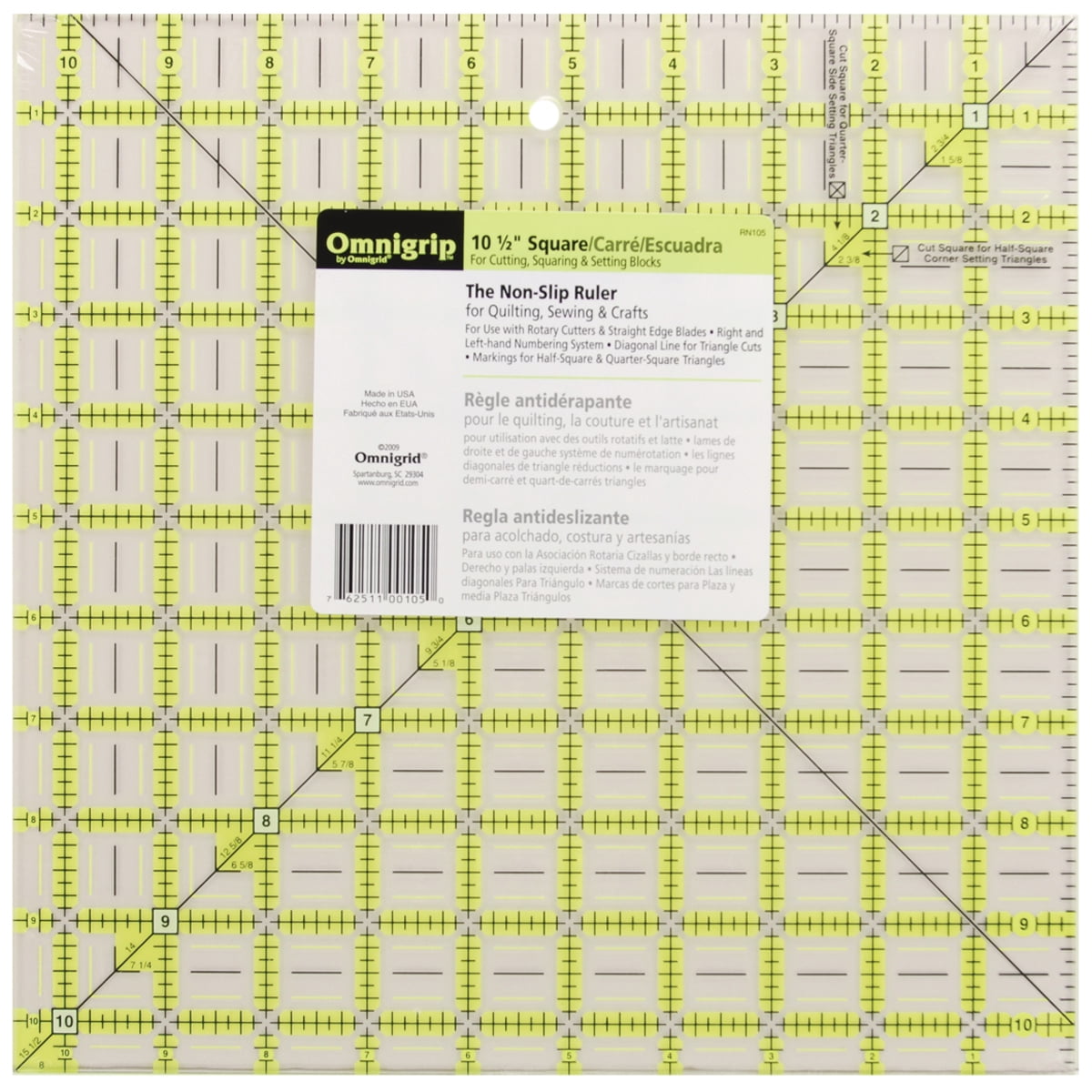 Quilt Block Square Ruler Omnigrip 10-1/2