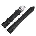 thumbnail image 1 of Uxcell Cowhide Leather Band Deployment Buckle Watch Strap 20mm Leather Strap, Black, Silver, 1 of 7