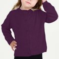thumbnail image 1 of RXIRUCGD Cardigan à Col Ras du Cou pour Filles, Coton Uni, Manches Longues, Chandail à Boutons, Chandails d'Uniforme pour Petites Filles, Violet, Taille : 4 Ans, 1 of 8