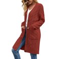 thumbnail image 3 of FOCUSNORM Women Juniors Cardigan, Solid Color Long Sleeve Sweater Coat with Pockets, 3 of 5