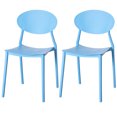 thumbnail image 1 of Chaise de Salle à Manger Extérieure en Plastique Moderne avec Dossier Ovale Ouvert, Bleu Ensemble de 2, 1 of 7