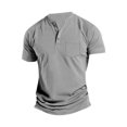 thumbnail image 1 of FAIWAD Men's Short Sleeve Shirts Button Casual Slim Mock Neck Basic Tees Summer Solid Color Workout Tops, 1 of 8