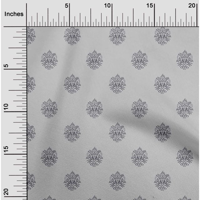 oneOone Cotton Cambric Fabric Floral Block Printed Fabric 1 Yard 56 Inch Wide